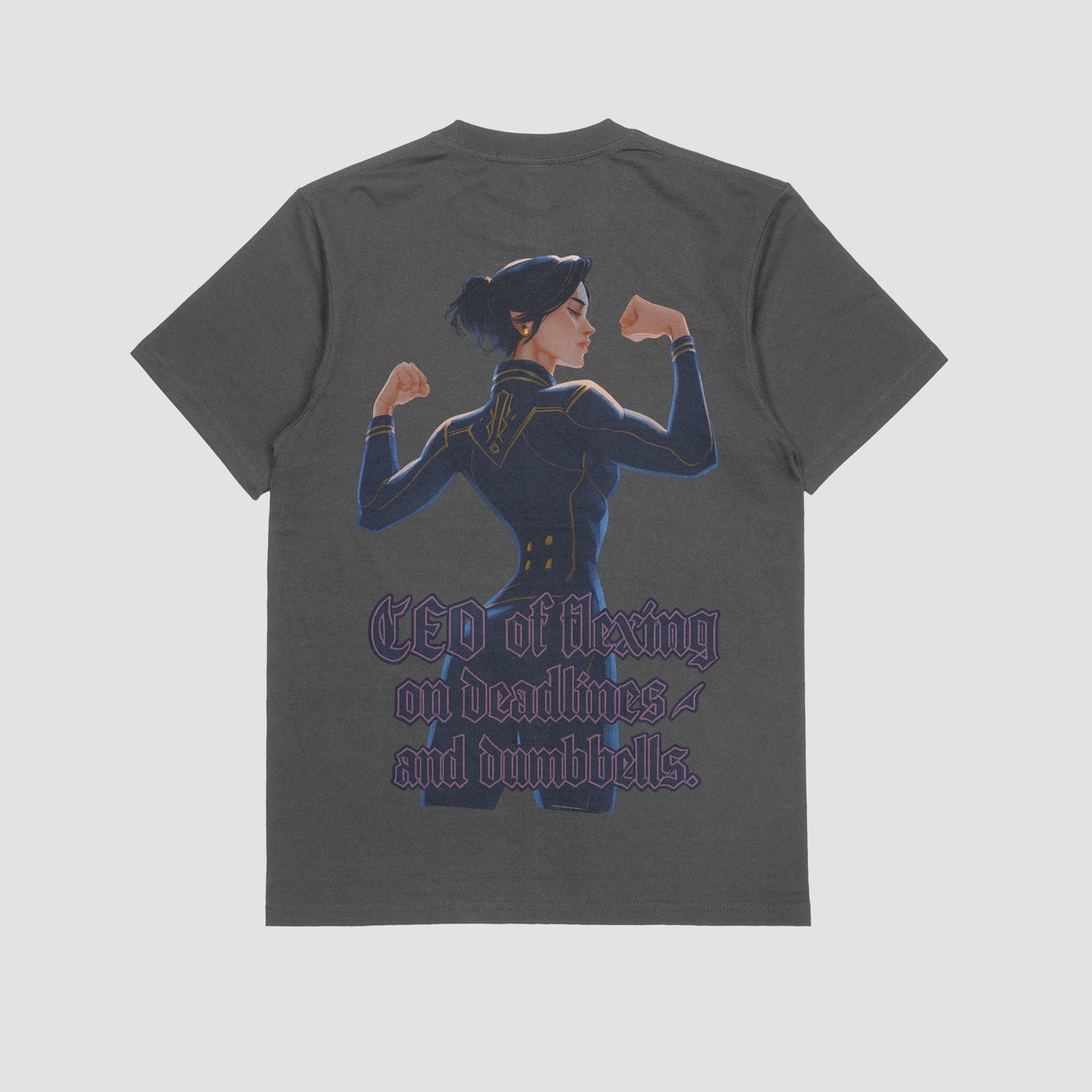 Grey / M Caitlyn "CEO of Flexing on Deadlines, and Dumbbells" Gym T-shirt (Oversized)