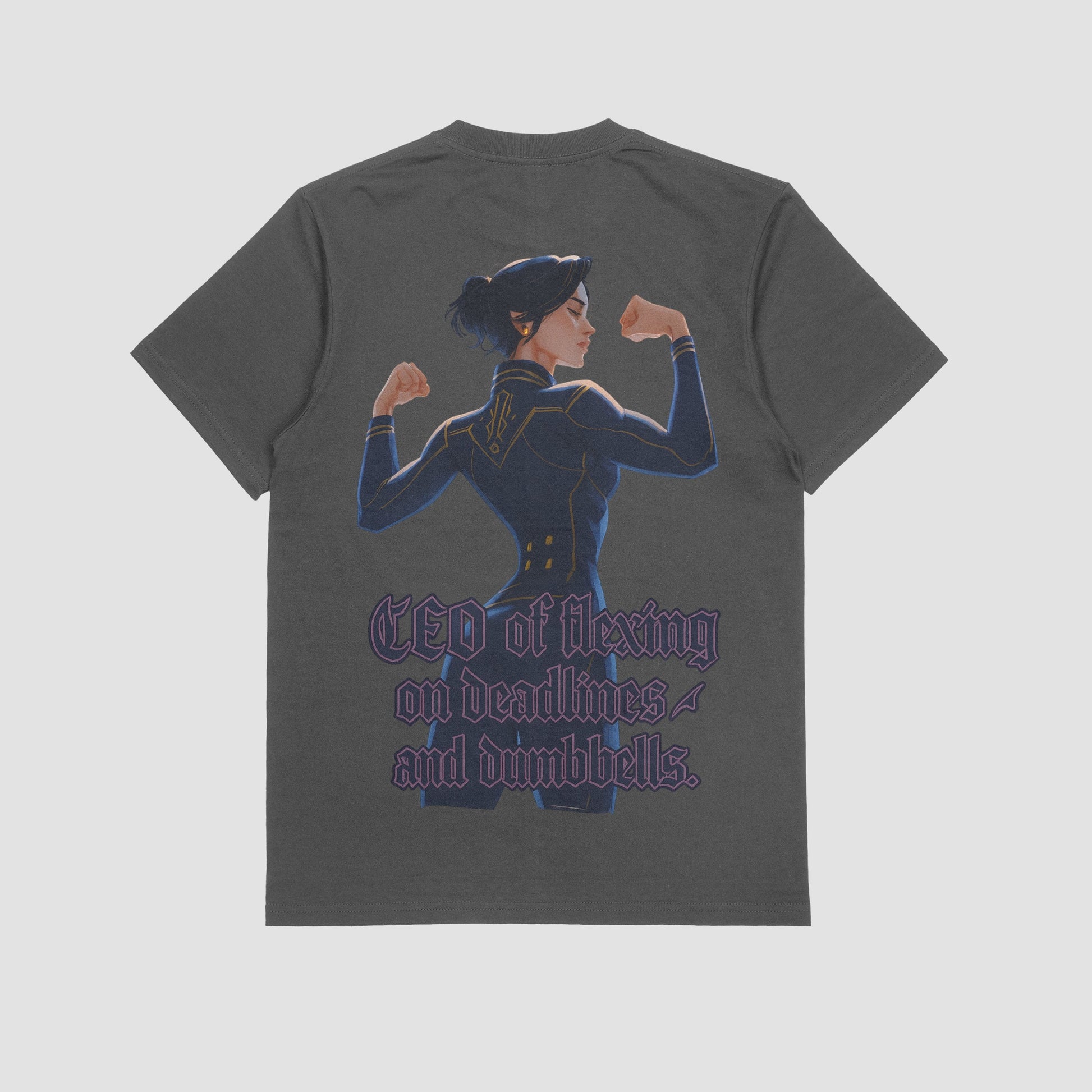 Grey / M Caitlyn "CEO of Flexing on Deadlines, and Dumbbells" Gym T-shirt (Oversized)