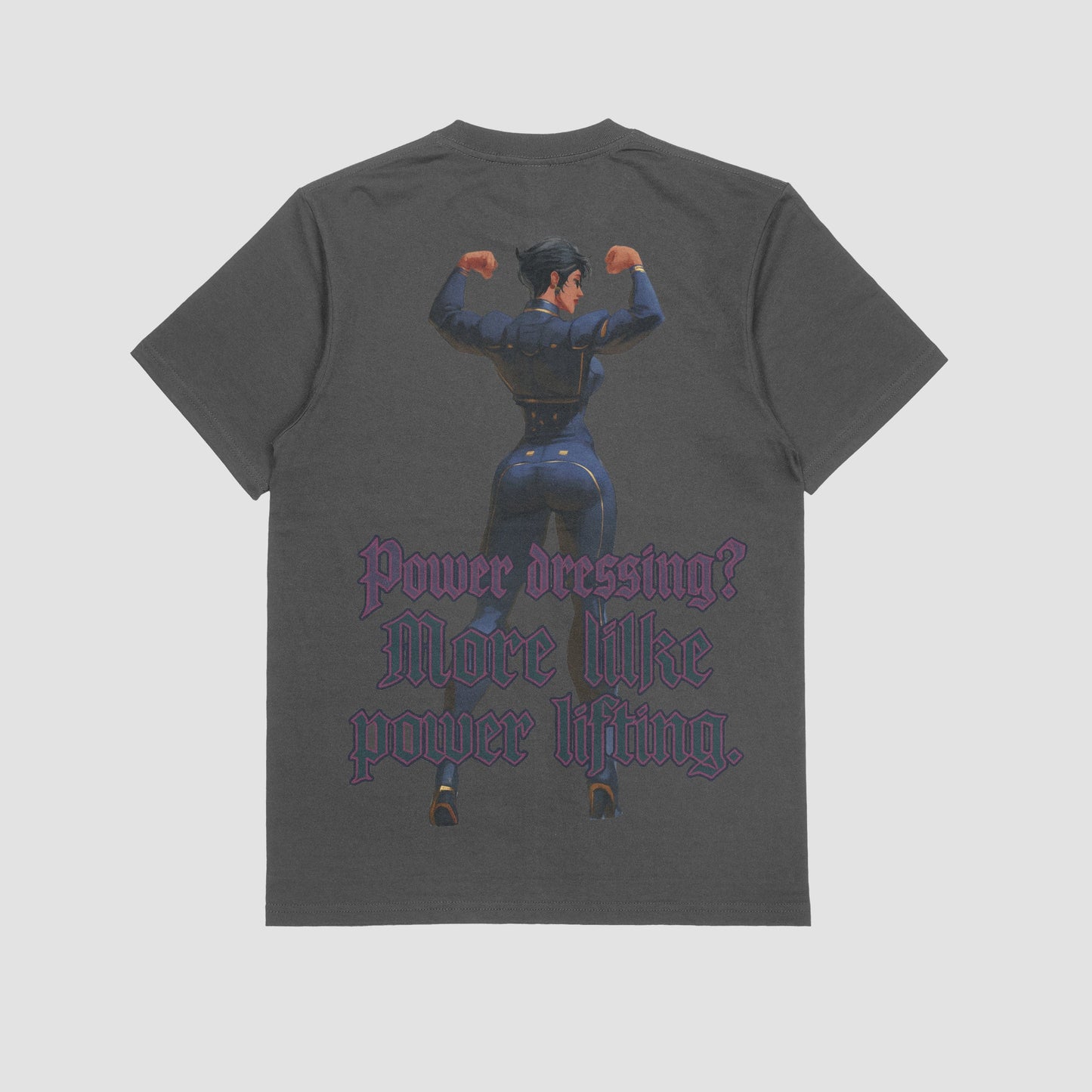 Grey / M Caitlyn "Power Dressing? More like Powerlifting" Gym T-shirt (Oversized)
