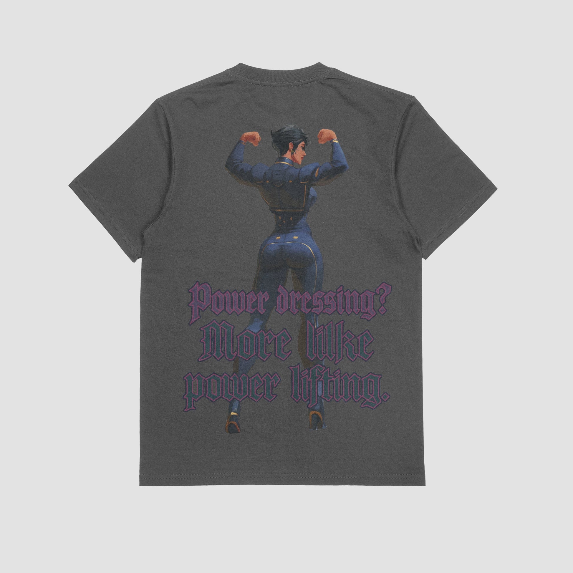 Grey / M Caitlyn "Power Dressing? More like Powerlifting" Gym T-shirt (Oversized)