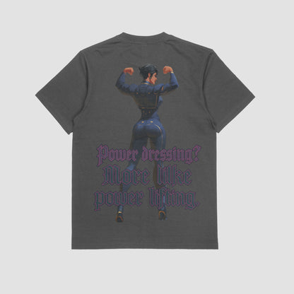 Grey / M Caitlyn "Power Dressing? More like Powerlifting" Gym T-shirt (Oversized)