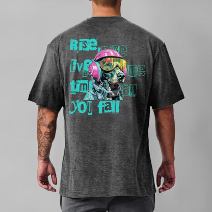 Grey / M Oversize Gym T-shirt "Rise every time you fall"