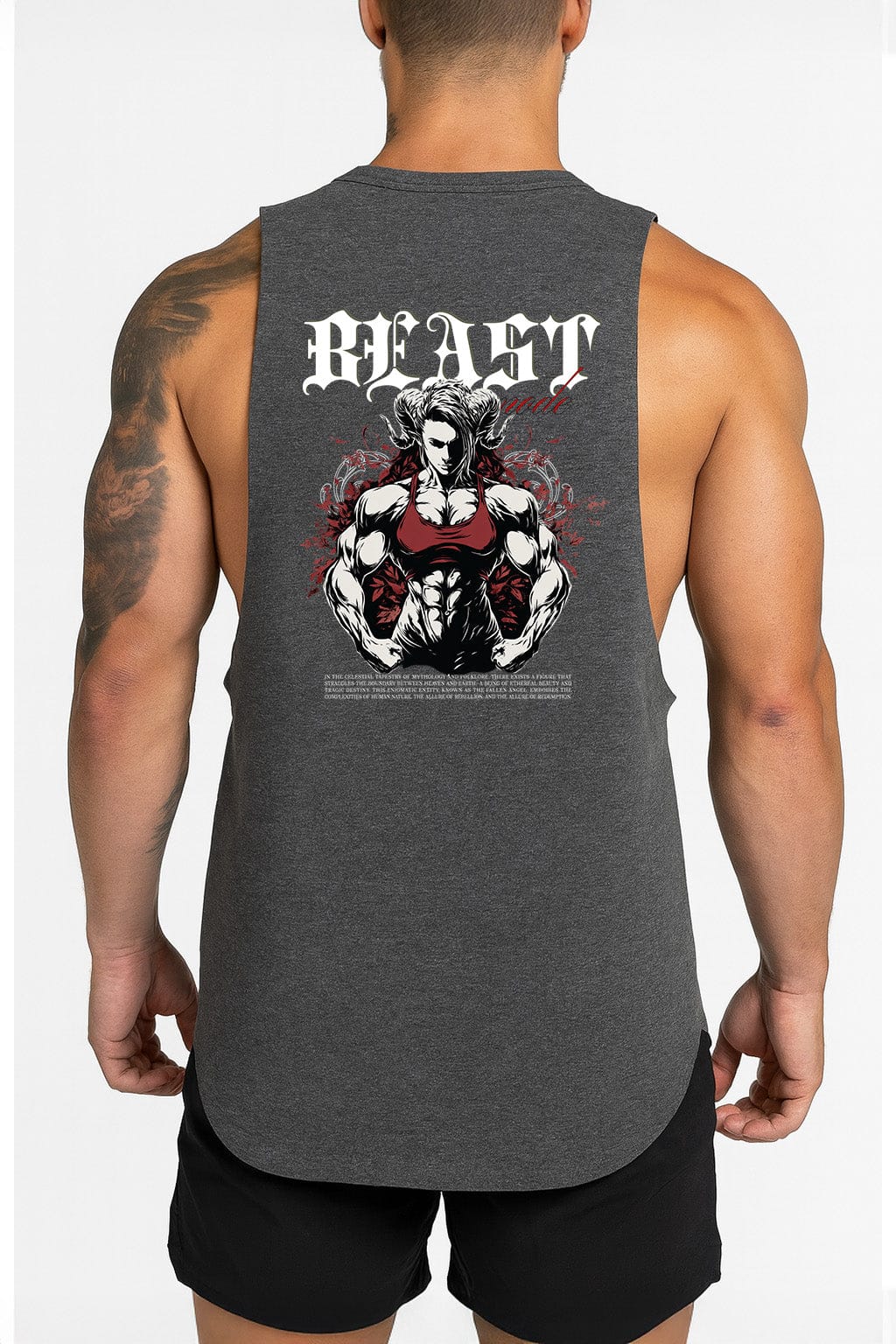 Grey / M Victorious Beast Mode (Nivora-IX) High-Neck Gym Tank-Top