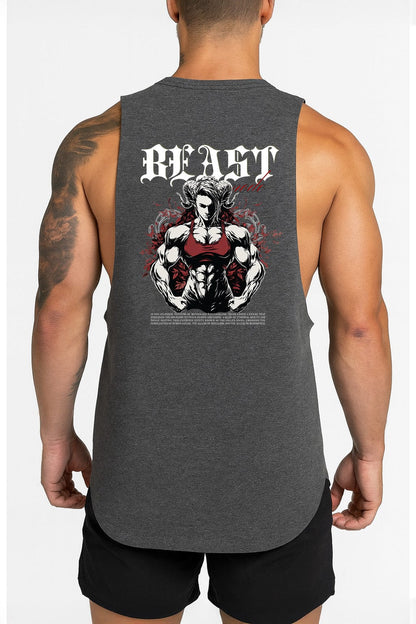 Grey / M Victorious Beast Mode (Nivora-IX) High-Neck Gym Tank-Top
