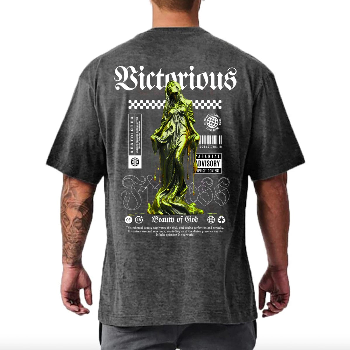 Grey / M Victorious Beauty of God Oversize Gym T-shirt