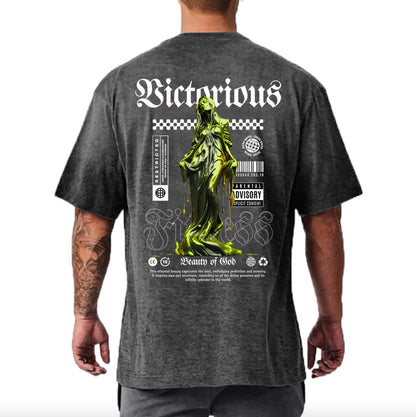 Grey / M Victorious Beauty of God Oversize Gym T-shirt