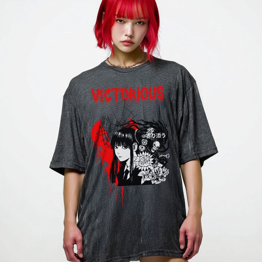 Grey / M Victorious Japan Symbiote Anime Oversize T-shirt (Oversize)