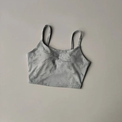 Grey / S Tie-dyed One-piece Cup Sports Bra/ Women's High Shock-proof Running Top
