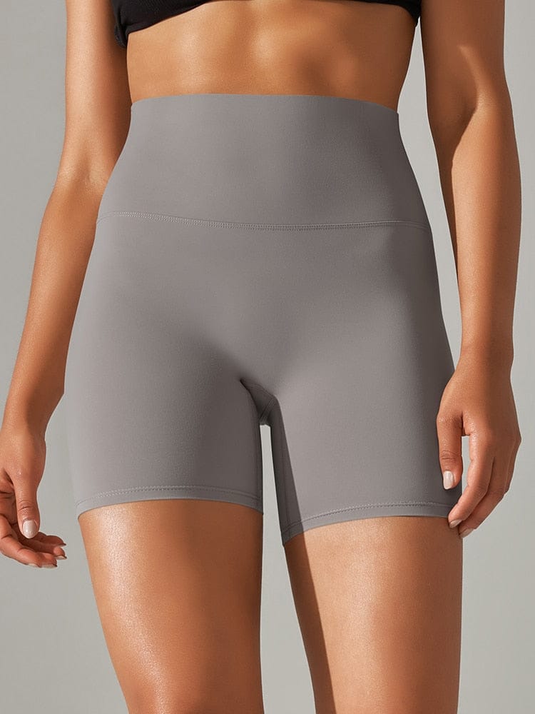Grey / XS Biker Shorts Medium-Height/ Women's Gym Shorts /Yoga Shorts (Ellie Survivor's Edge)