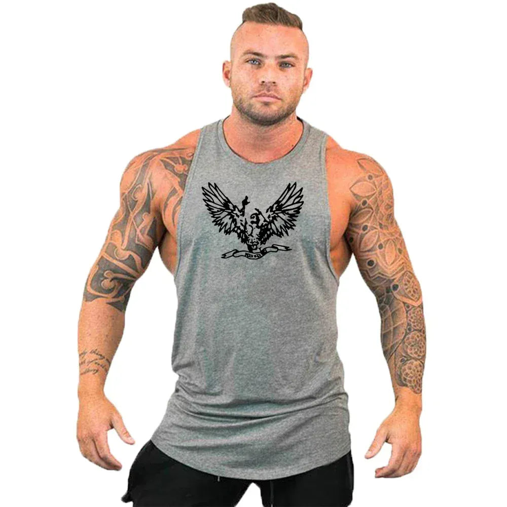 grey17 / S Workout Gym Tank Top /Mens Muscle Sleeveless Sportswear Shirt / Bodybuilding