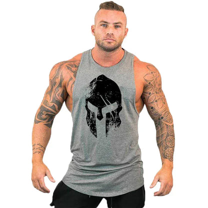 Grey7 / S New Cotton Workout Gym Tank Top / Mens Muscle Sleeveless Sportswear Shirt