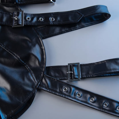 Harajuku Women Black Leather Strap (Shoulder)