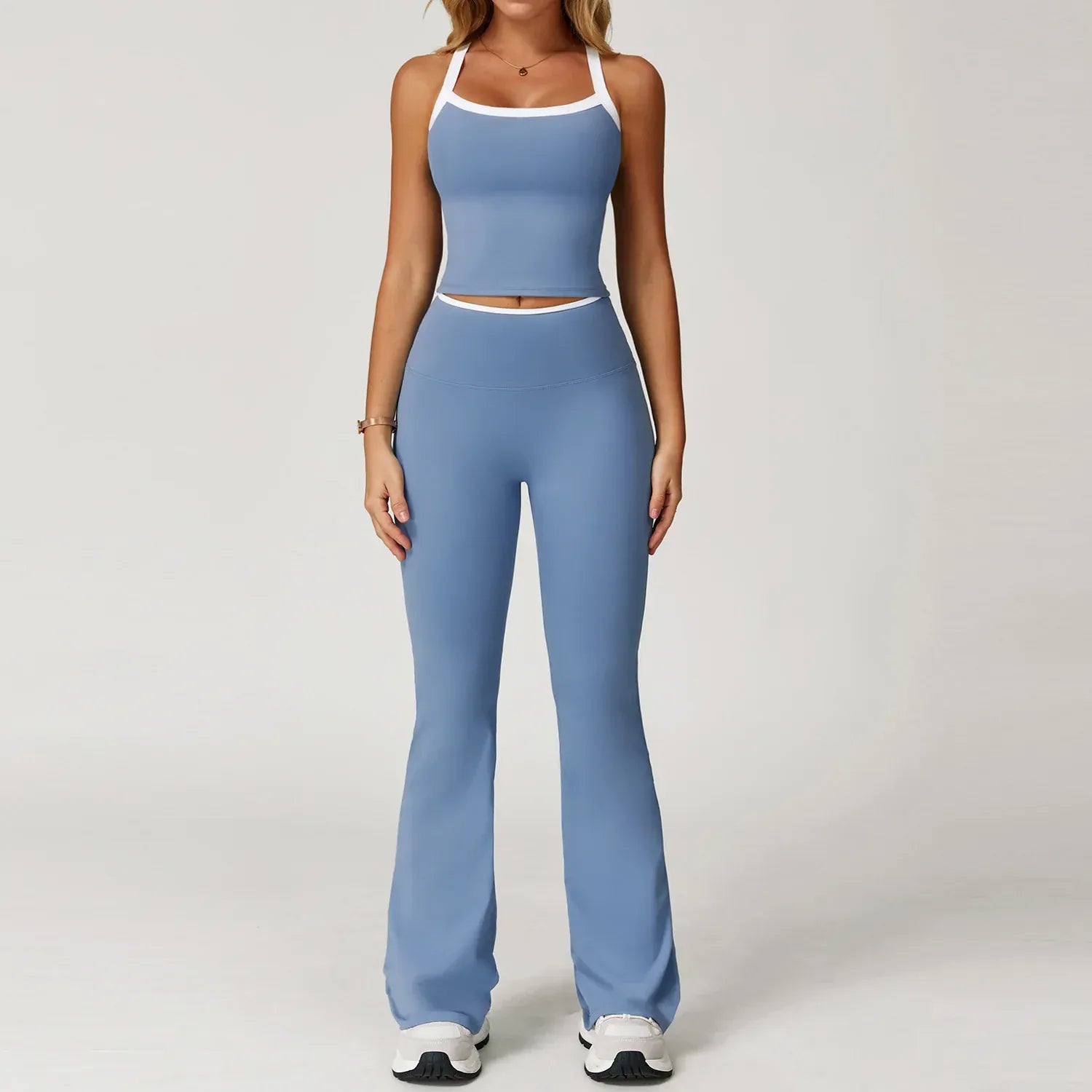 Haze Blue Set 2 / S Women Tracksuit 2PCS Yoga Set / Nude Feeling Workout Sets (Victorious Sailor Strength Bra)