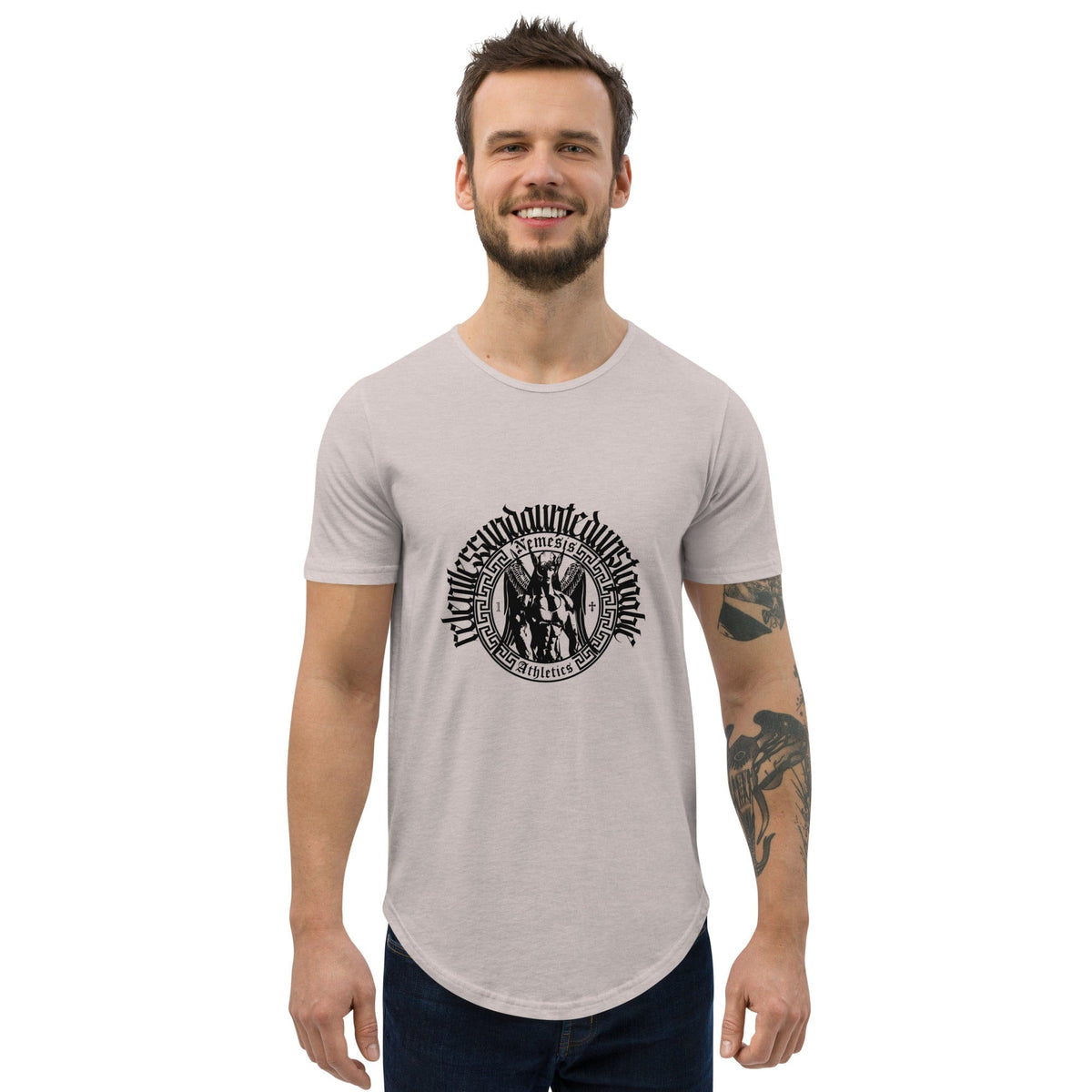 Heather Cool Grey / S Muscle Curved Hem T-Shirt