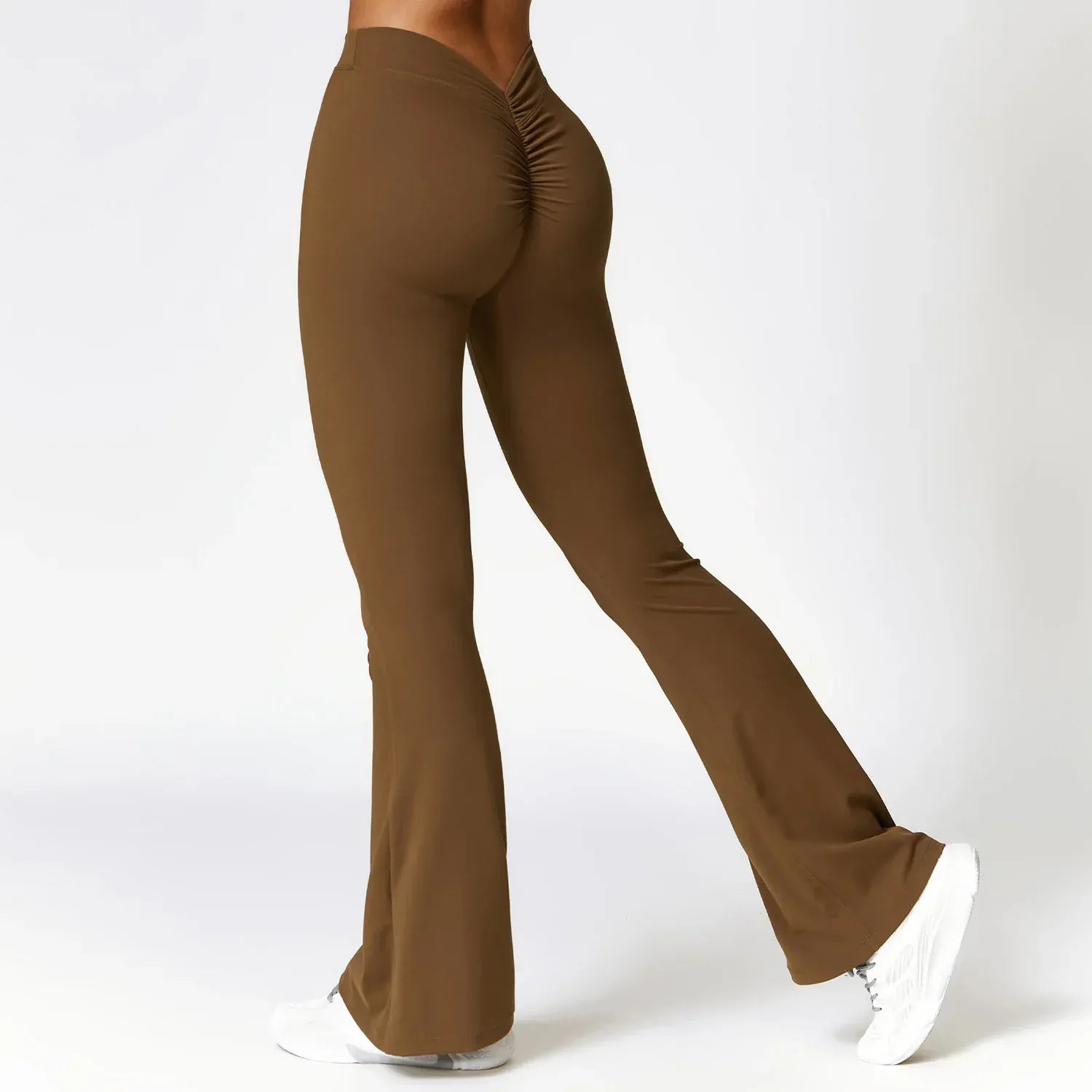 Huacha Brown / M / CHINA V-shaped Hip Yoga Pants Flare Leggings Women High Waist Wide Leg Pants Women Gym Fitness Sports Flared Pant Dance Trousers