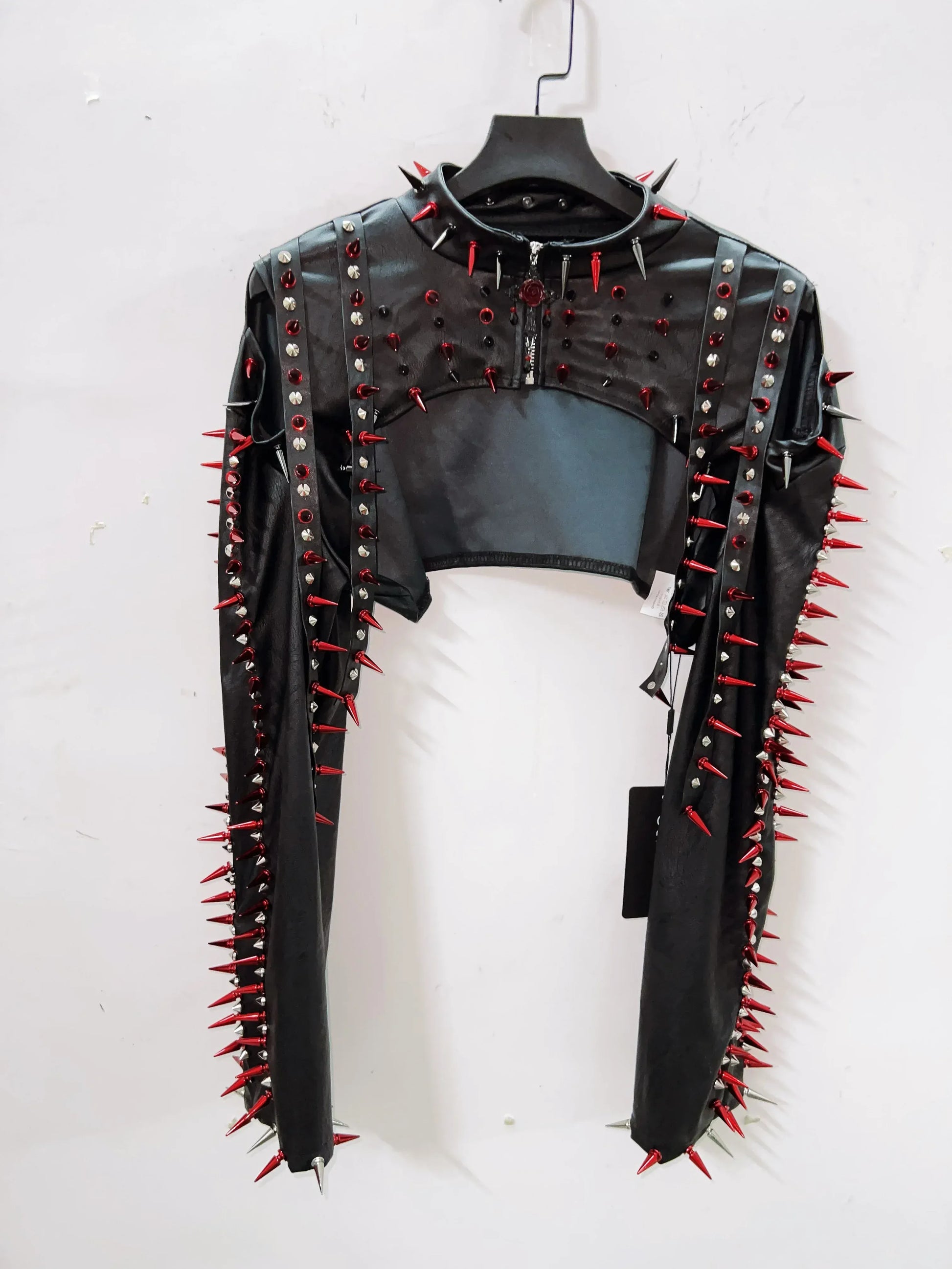 Jacket / L Gothic Full Outfit clothes  / Red Spikes and Black set