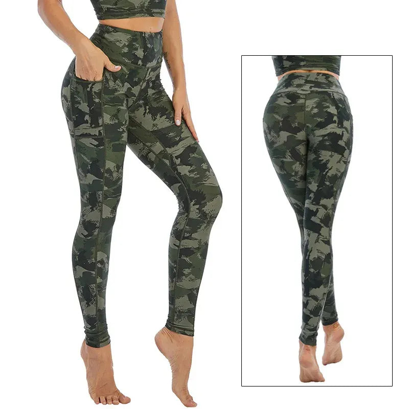 Jungle Camouflage / S Camo Yoga Leggings with Pocket/ For Running, Lifting, Yoga (Victoria Dreamland)