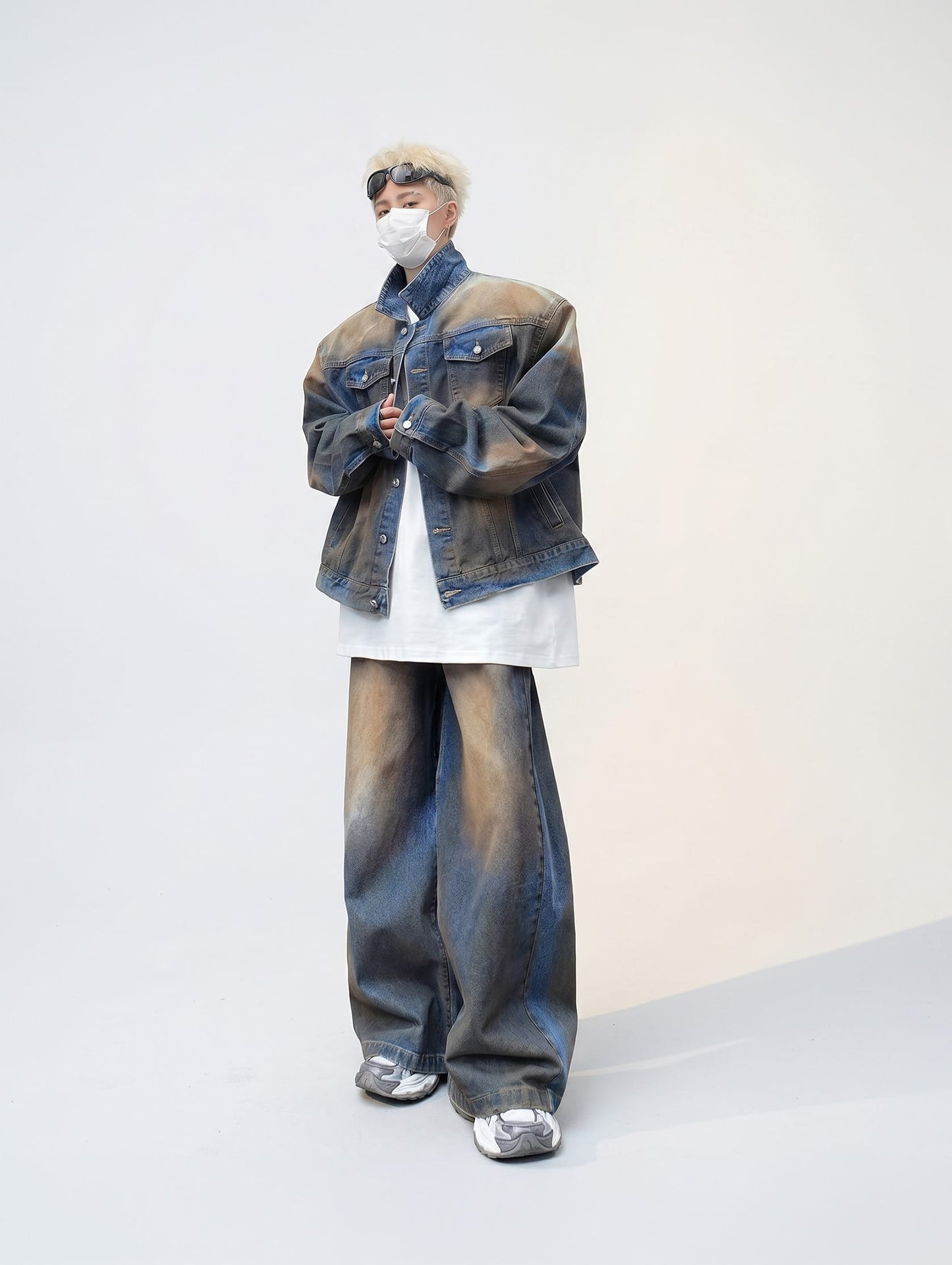 K-Grunge Oversized Distressed Denim Jacket & Pants