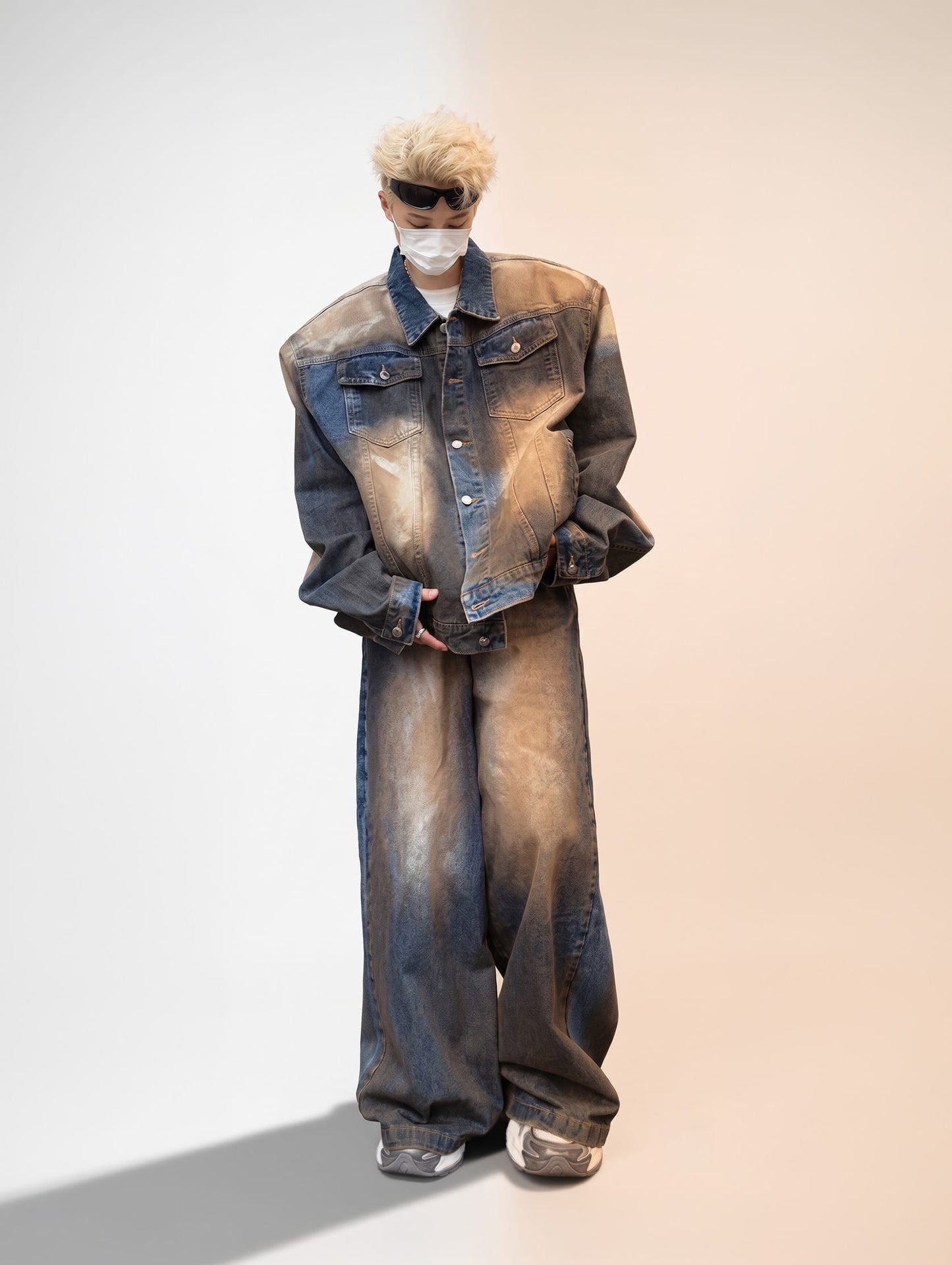 K-Grunge Oversized Distressed Denim Jacket & Pants