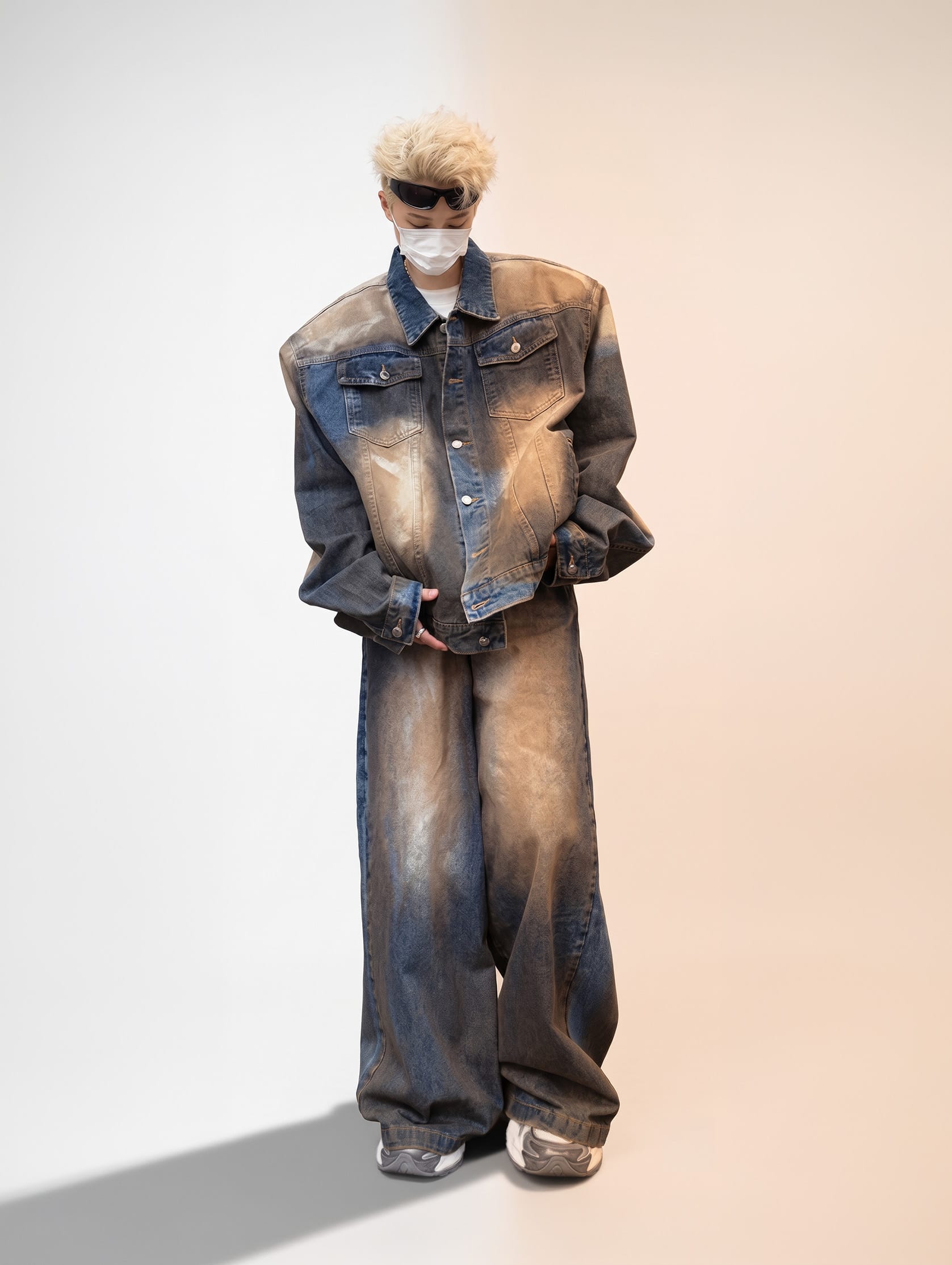 K-Grunge Oversized Distressed Denim Jacket & Pants