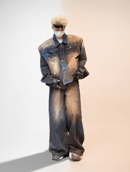 K-Grunge Oversized Distressed Denim Jacket & Pants