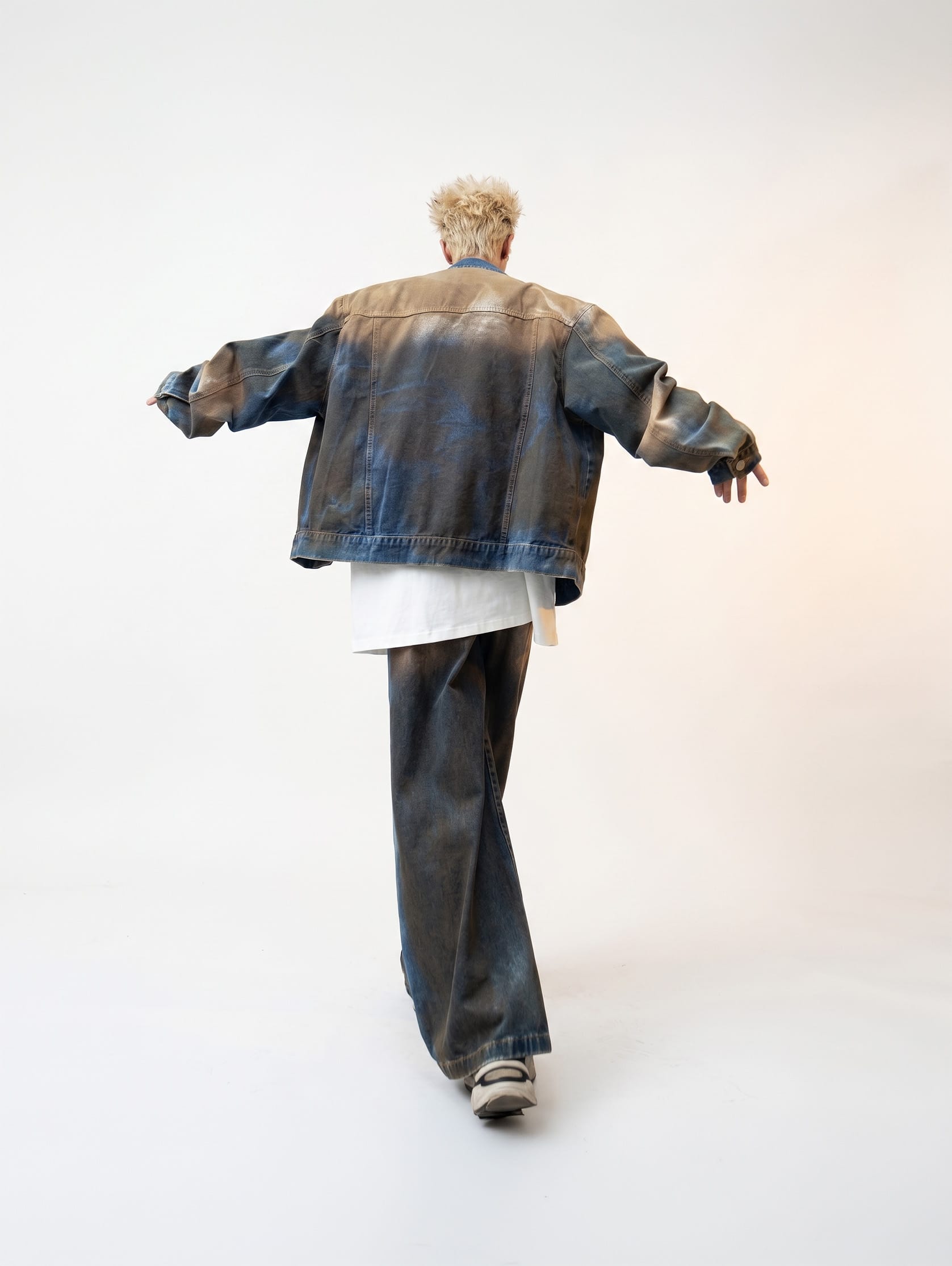 K-Grunge Oversized Distressed Denim Jacket & Pants