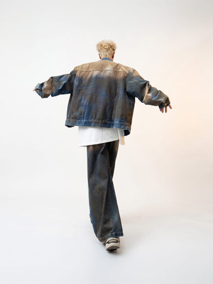 K-Grunge Oversized Distressed Denim Jacket & Pants