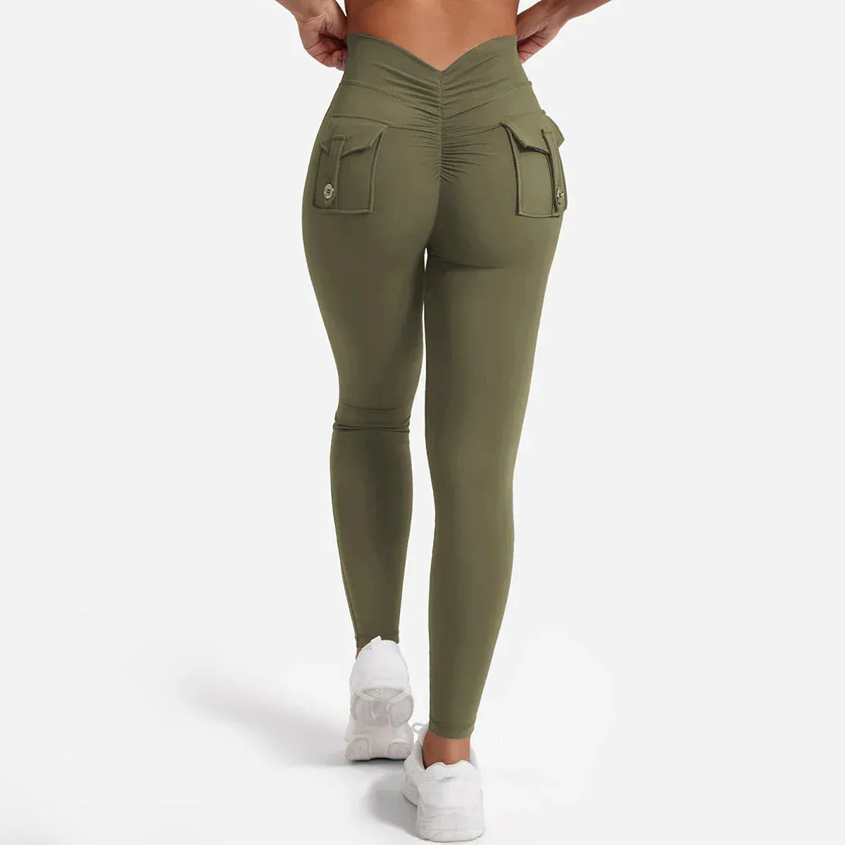 Kapok Green / S Callisto Core Sports Leggings with Pockets