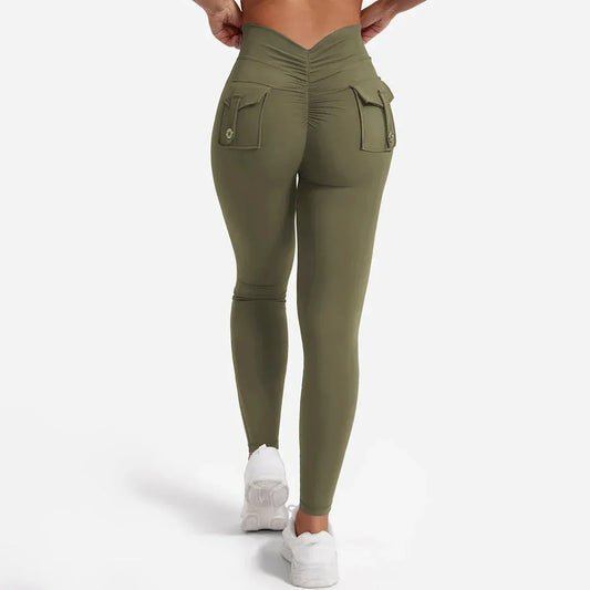 Kapok Green / S Callisto Core Sports Leggings with Pockets