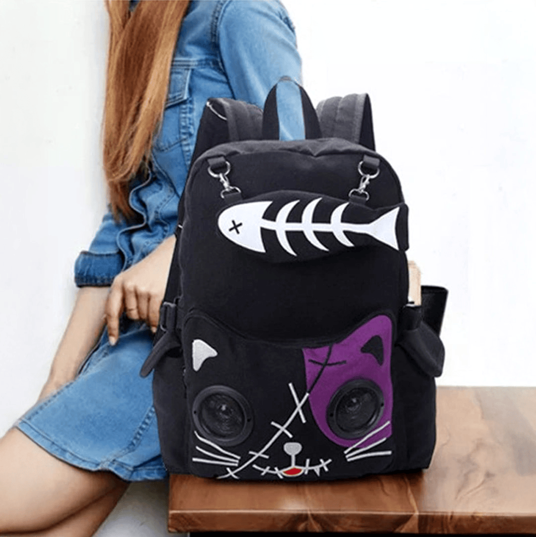 Kawaii Goth Cat Bluetooth Speaker Backpack