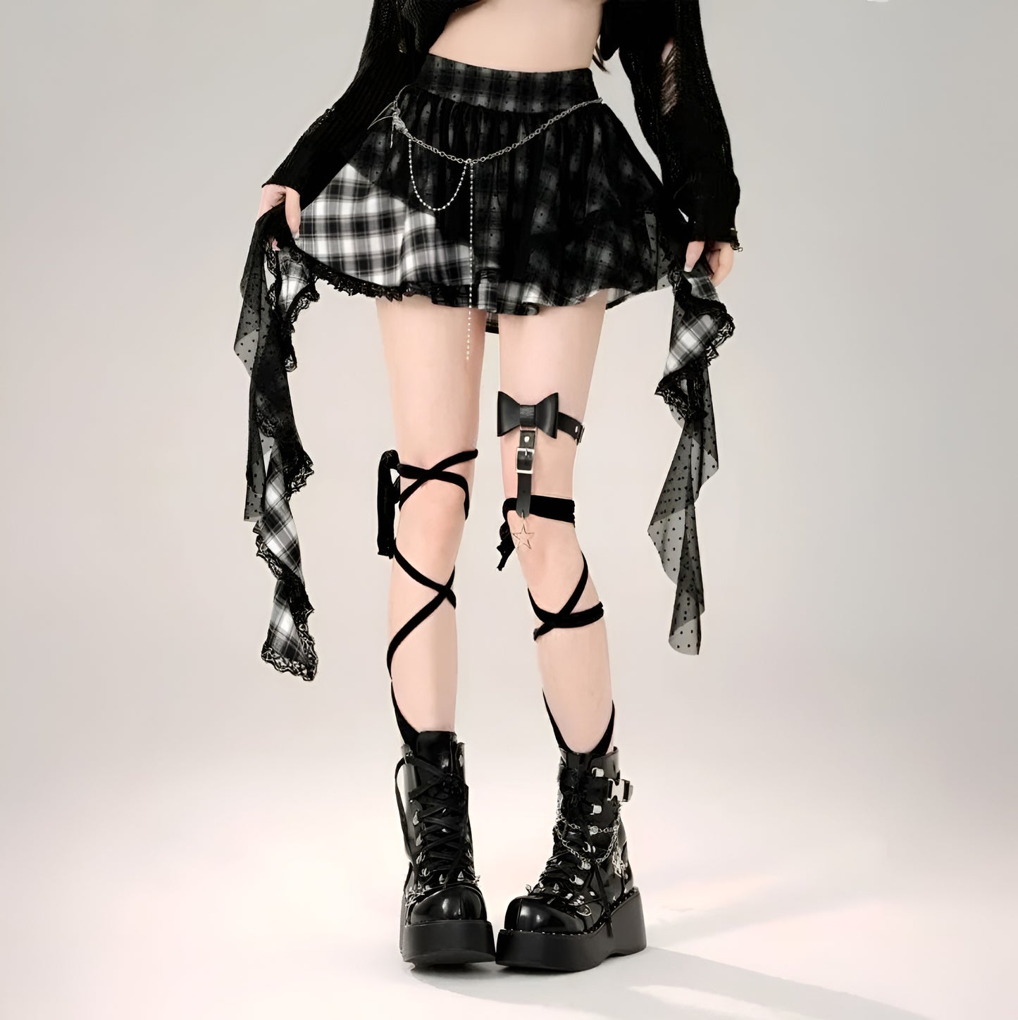 Kawaii Dark spliced lace tile skirts (Victorious Akuma Angel)
