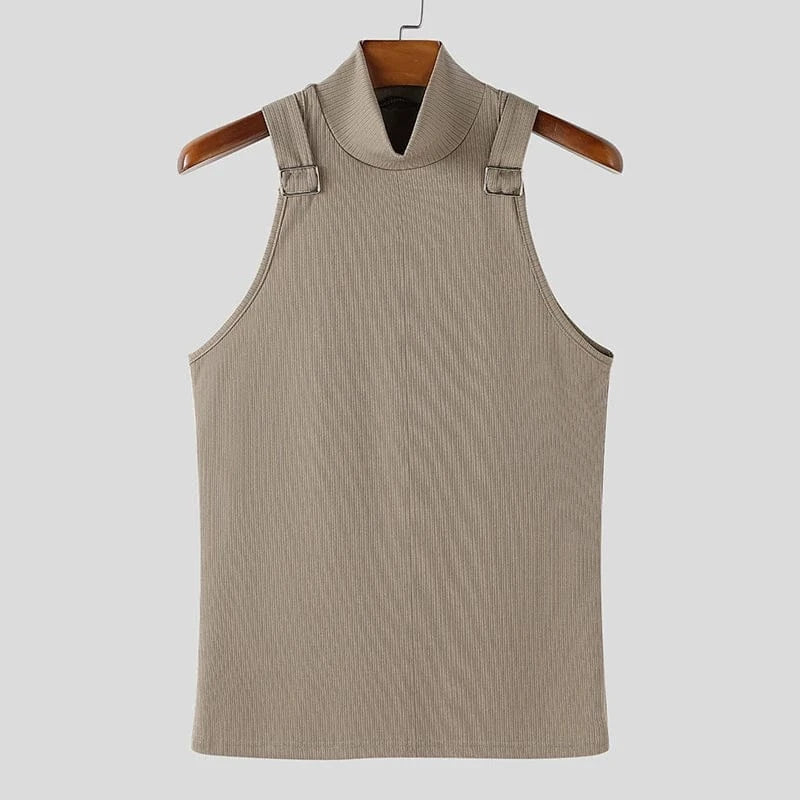 Khaki / S Turtleneck Combat Ribbed Tank Top / Unisex