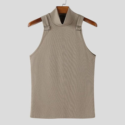 Khaki / S Turtleneck Combat Ribbed Tank Top / Unisex
