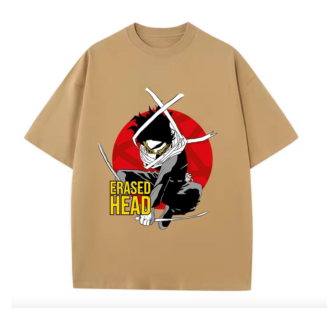 Khaki / XS Erased Head (My Hero Academia) Anime Oversize T-Shirt