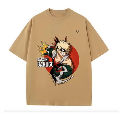 Khaki / XS Katsuki Bakugo (My Hero Academia) Anime Oversize T-Shirt