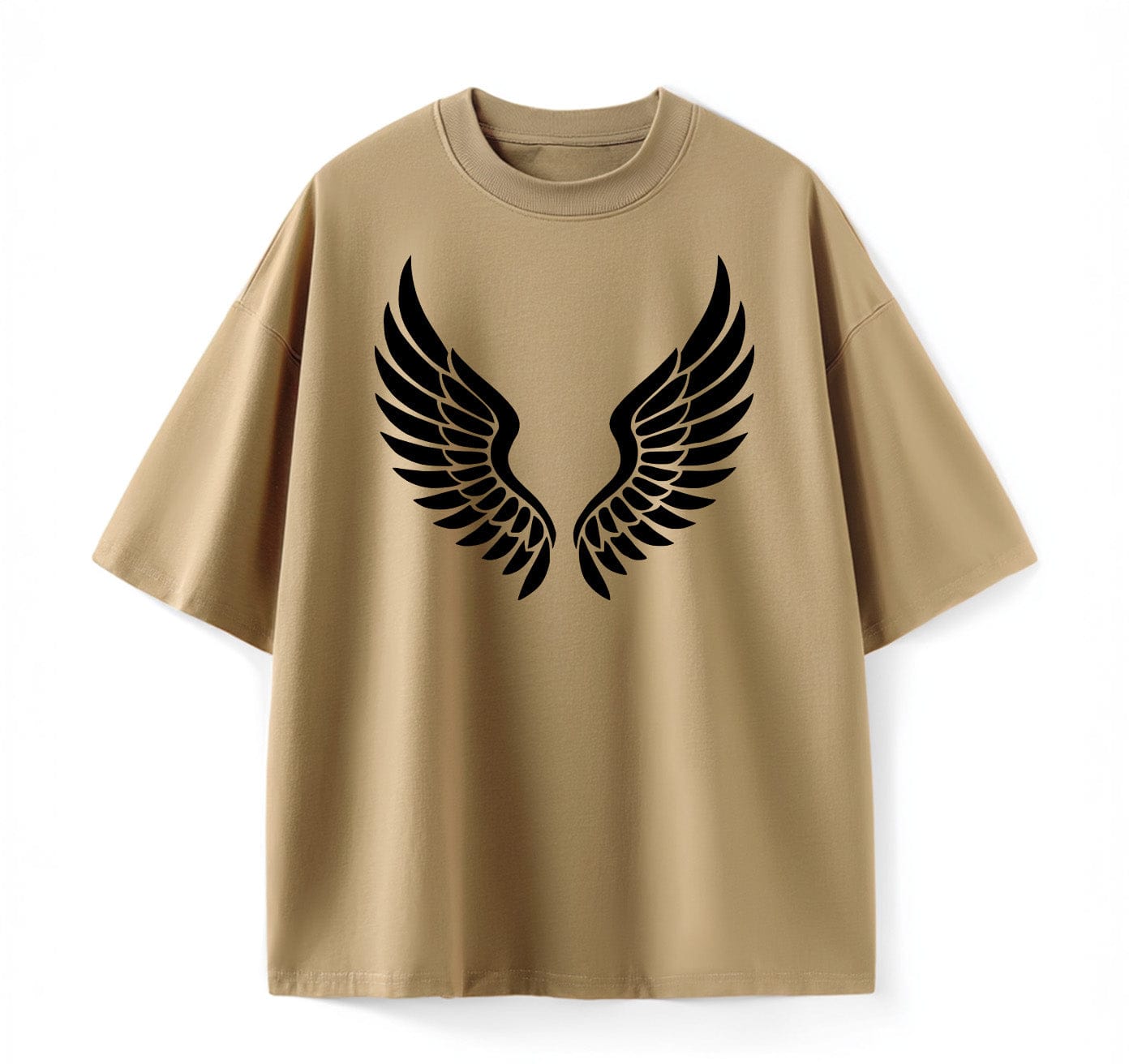Khaki / XS Leaf‑Swirl Symbol Anime Oversize T-Shirt
