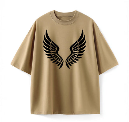 Khaki / XS Leaf‑Swirl Symbol Anime Oversize T-Shirt