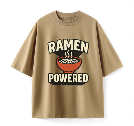 Khaki / XS Ramen Powered Anime Oversize T-Shirt