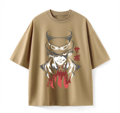 Khaki / XS Sabo (One Piece) Anime Oversize T-Shirt