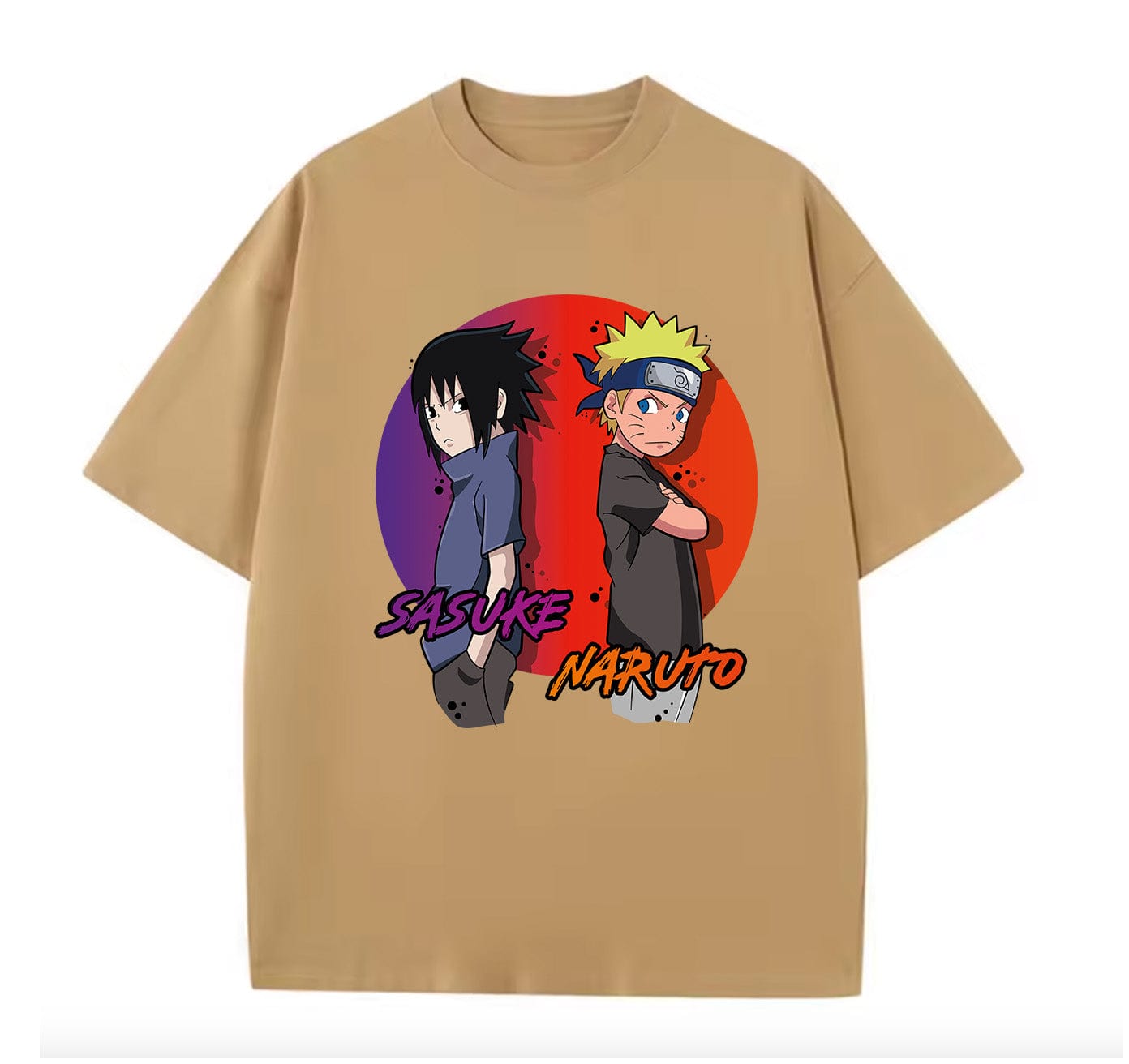 Khaki / XS Sasuke (Naruto) Anime Oversize T-Shirt
