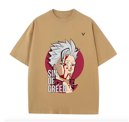 Khaki / XS Sin of Greed (Seven Deadly Sins) Anime Oversize T-Shirt