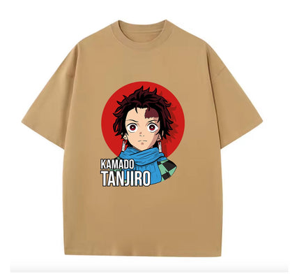 Khaki / XS Tanjiro (Demon Slayer) Anime Oversize T-Shirt