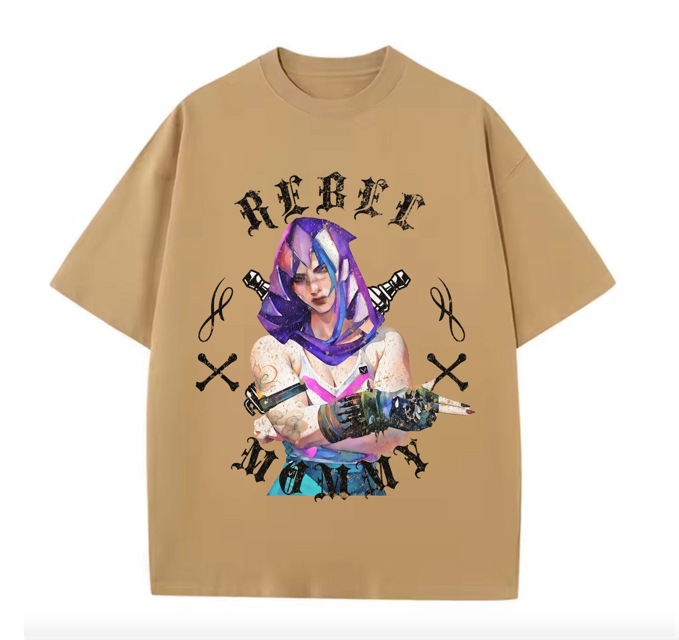 Khaki / XS VI Rebel Mommy (Arcane) Anime Oversize T-shirt