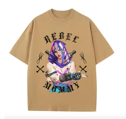 Khaki / XS VI Rebel Mommy (Arcane) Anime Oversize T-shirt