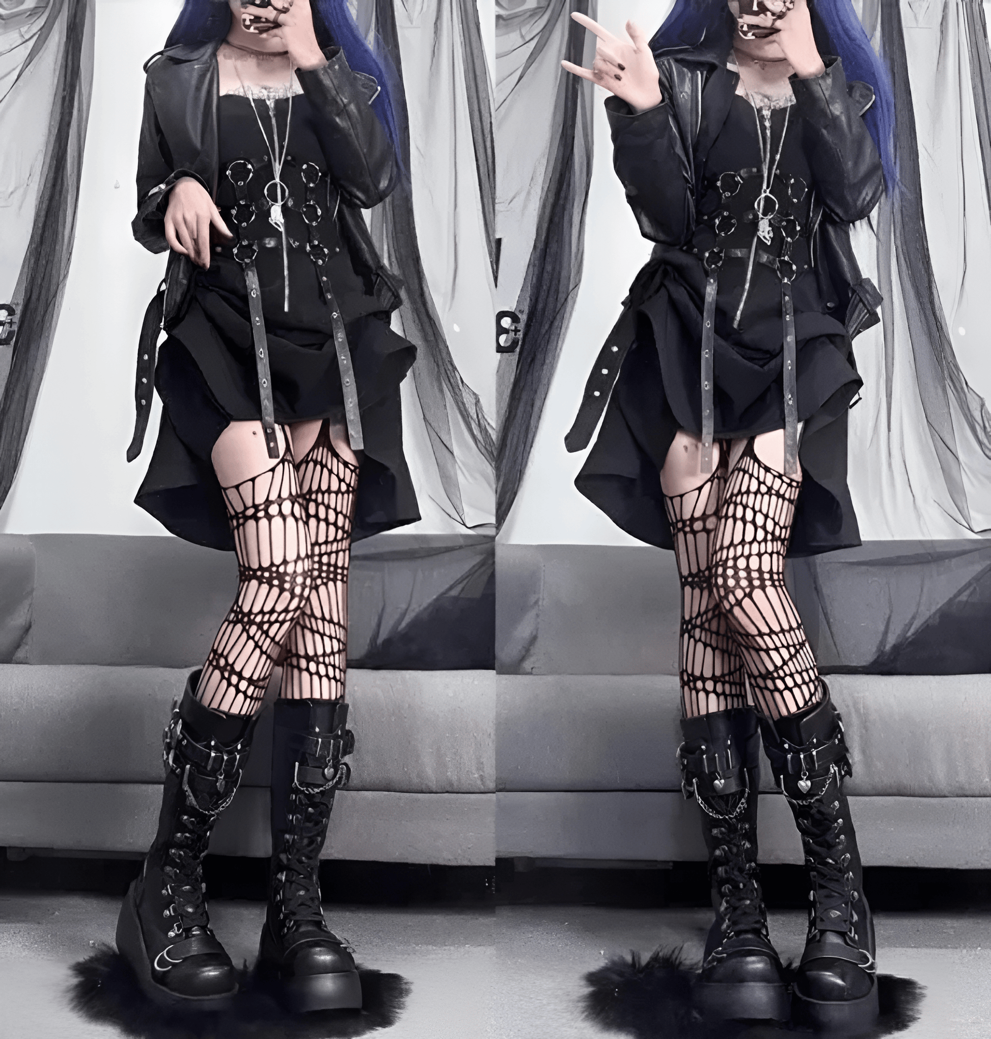 Knee High Black Lace Up Gothic Boots (Victorious Kurohana Requiem Boots)