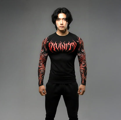 Korean Style Slim Fit Cyber Sigilism shirt - Long sleeve compression shirt