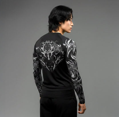 Korean Style Slim Fit Cyber Sigilism shirt - Long sleeve compression shirt