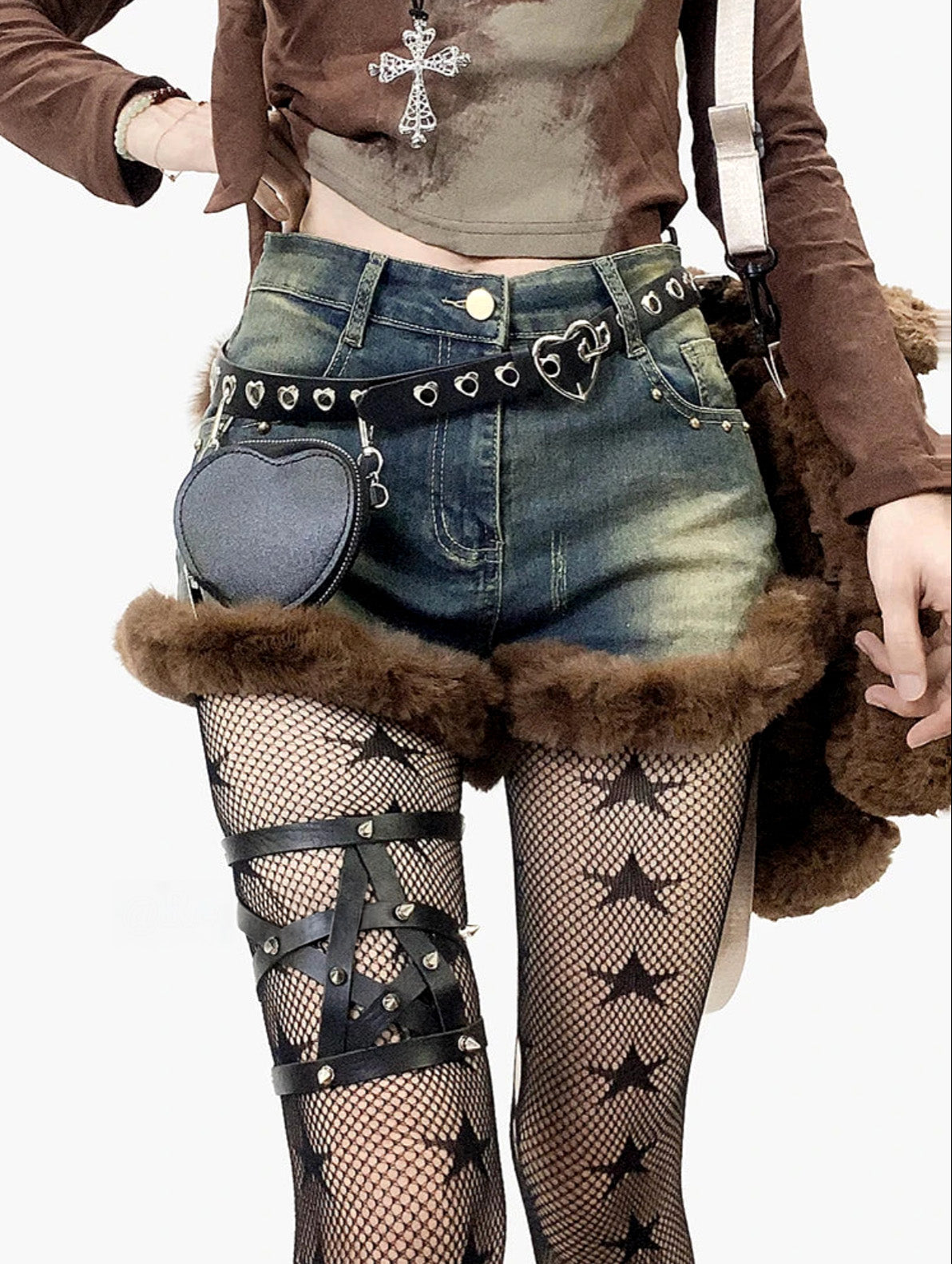 Kpop Idol Cute Fluffy Denim Shorts