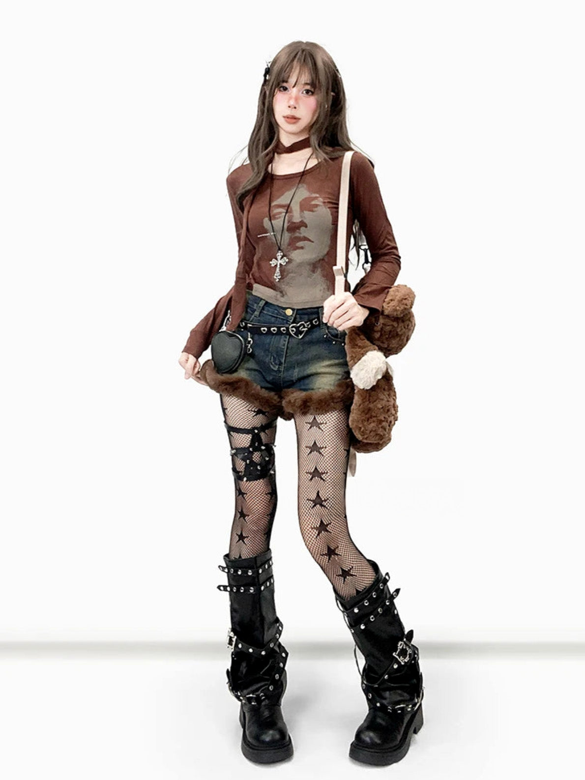 Kpop Idol Cute Fluffy Denim Shorts