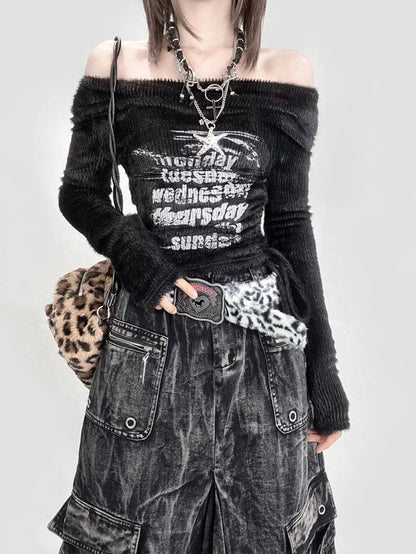Kpop Idol Distressed Denim Cargo Skirt